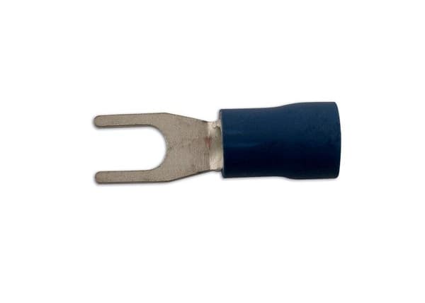 Plint - Anslut plint - 30192 - Gaffelplint 6,4 mm-Blå-Ministerpapper-Pack med 100 st.