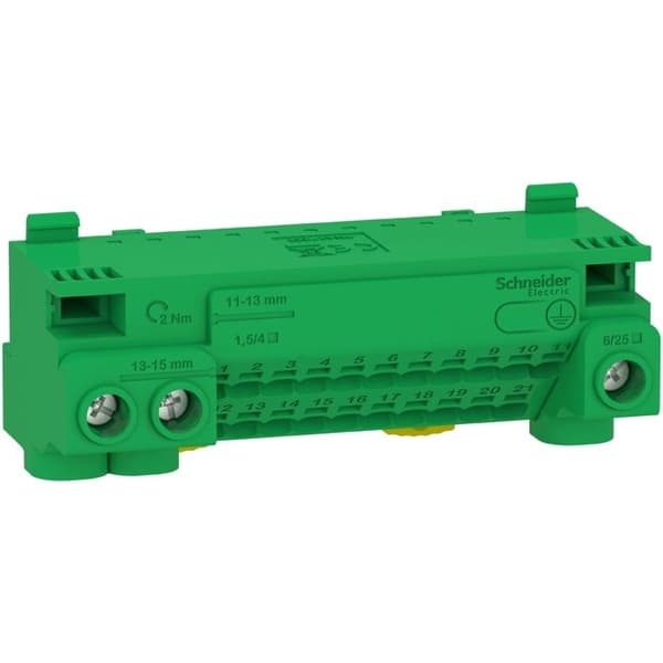 Jordterminal - Resi9 - 63A - 24 hål - Automat 21x1,5 till 4mm² - Skruv 3x6 till 25mm²