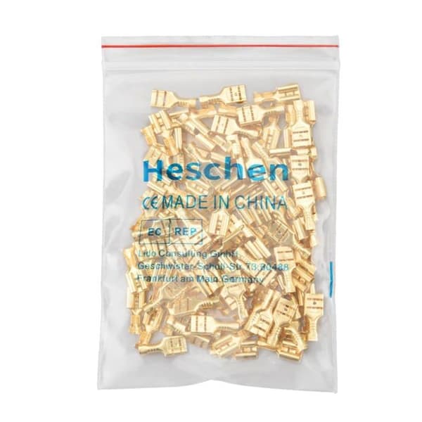 Heschen-klämmor - 6,3 mm - Set med 100 oisolerade honanslutningar 6,3 mm