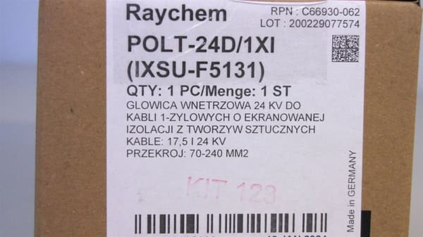 XLPE indendørs kabelhoved, POLT-24D/1XI, 3-faset sæt til 3 1-kernede kabler, mærke Raychem / TE Connectivity TE-C66930