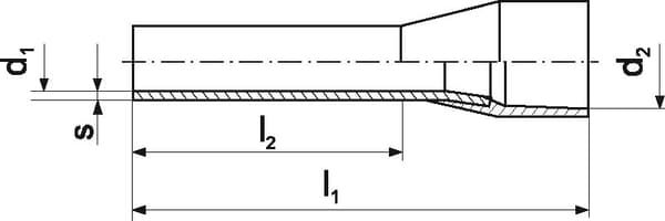 Fortinnet muffeterminal TE 95-25/20 i henhold til DIN 46228