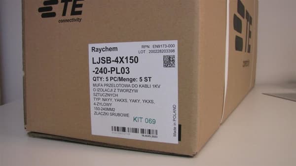 1 kV gennemgangsmuffe, 4-leder PE, PVC-kabler, med skrueforbindelser, Raychem / TE Connectivity mærke TE-EN9173