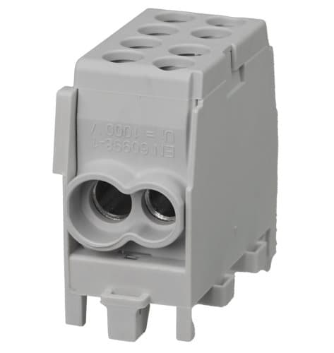 Fordelingsblok grenterminal 1x25 1x16 grå til TH35 skinne 1x100A