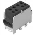 Miniatyrbillede 1 af 6: Fordelingsblok forgreningsterminal 1x35 1x25 Sort til DIN-skinne TH35 1x125A