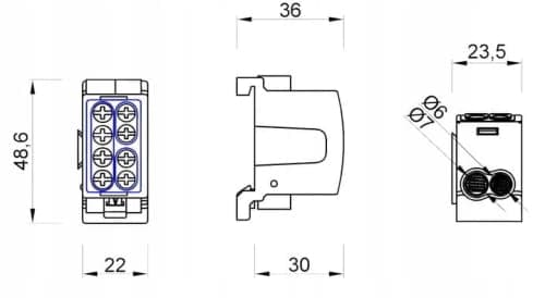 Fordelingsblok forgreningsterminal 1x35 1x25 Grøn til DIN-skinne TH35 1x125A