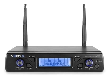 Vonyx WM62B Trådlöst mikrofonset UHF 16Ch 2 Ficksändare