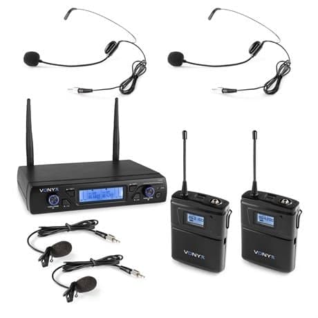 Vonyx WM62B Trådlöst mikrofonset UHF 16Ch 2 Ficksändare