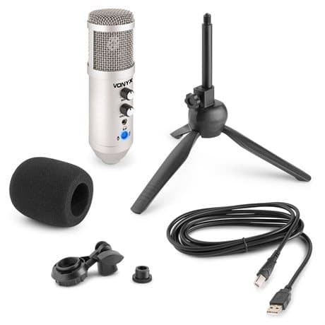 Vonyx CM320S USB Studiomikrofon med bordsställ - Titanium