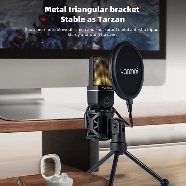 YANMAI Live Streaming Trådløst RGB-mikrofonspil online
