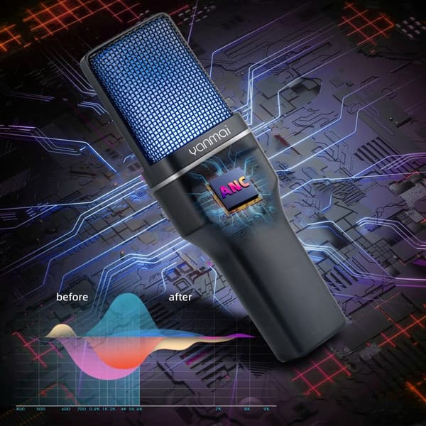 YANMAI Live Streaming Trådløst RGB-mikrofonspil online
