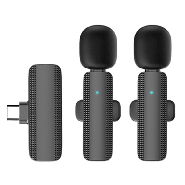 Lavalier trådløs lapelmikrofon og mottaker for USB-C 2 +1