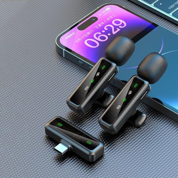 Trådløs Lavalier Mikrofon Støjreduktion 2 sendere + 1 modtager - USB-C