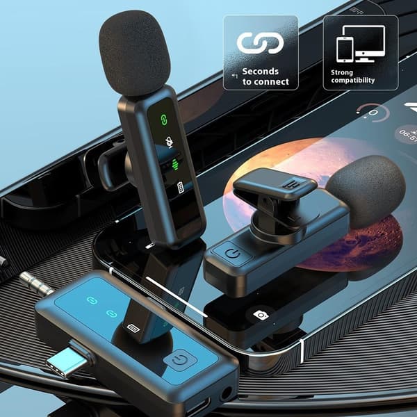 3 i 1 iP USB-C 3,5mm Trådlös Lavalier-mikrofon brusreducerande mikrofon 1 sändare 1 mottagare
