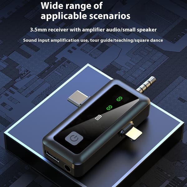 3 i 1 iP USB-C 3,5mm Trådlös Lavalier-mikrofon brusreducerande mikrofon 1 sändare 1 mottagare