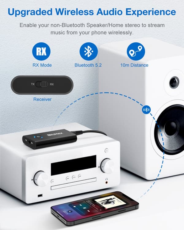 Sendermodtager bluetooth V5.2 Apt Adaptiv Low Latency HiFi-lyd Dual Link Parring 2 i 1 Audio Mini Adapter til PC TV Kablet højttaler