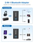 Miniatyrbillede 5 af 7: Sendermodtager bluetooth V5.2 Apt Adaptiv Low Latency HiFi-lyd Dual Link Parring 2 i 1 Audio Mini Adapter til PC TV Kablet højttaler