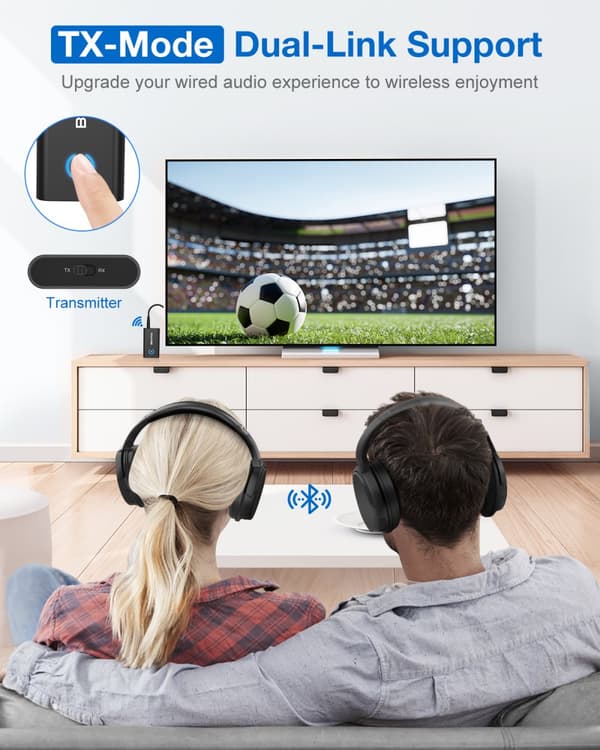 Sendermodtager bluetooth V5.2 Apt Adaptiv Low Latency HiFi-lyd Dual Link Parring 2 i 1 Audio Mini Adapter til PC TV Kablet højttaler
