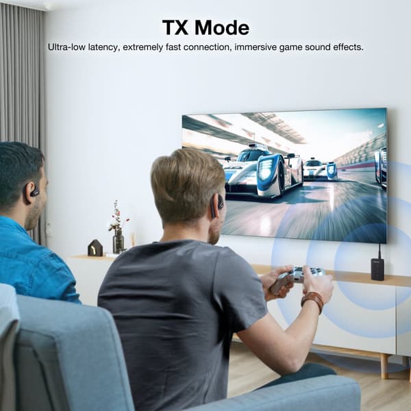 Bluetooth 5.2 Adapter Sändare, Bluetooth-mottagare 2-i-1 Mini trådlös sändare/mottagare med 3,5 mm ljudkabel, Dual Link AptX Adaptive, Svart