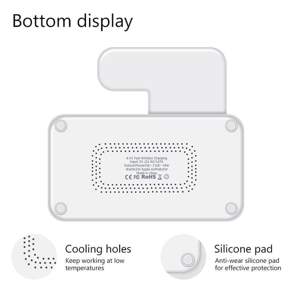 Hvit 4 - 1 ladestasjon for iPhone, Apple Watch, AirPods, Apple Pencil 1/2.