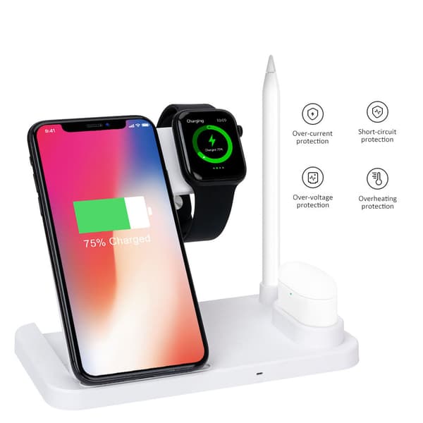 4in1 Trådlösladdnings Mobil,Apple Watch, Apple Pen, Airpods Vit