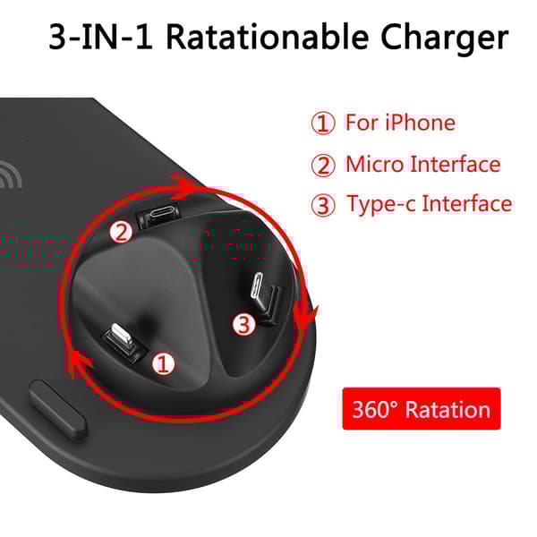 3-1 Laddnings Station Type-C, Mikro USB, Lightning