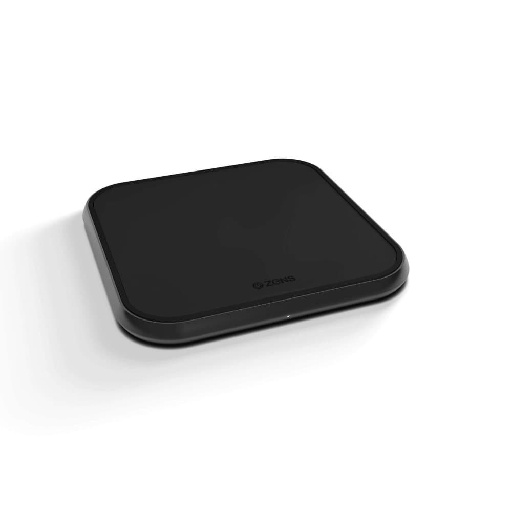 ZENS Single Alu. Lader QI trådløs 220V ledning 10W svart (Apple QC 7.5W)