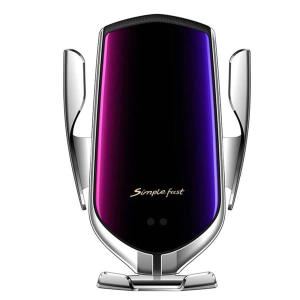 R6 Smart Mobilhållare till Bil Trådlös Qi Laddare 10W Silver