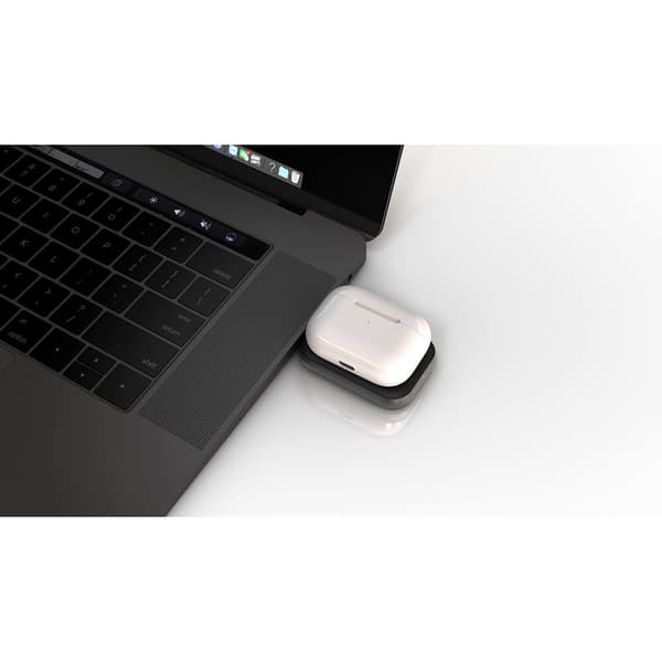 ZENS Singel Apple Airpods Lader QI USB-C Stick Aluminium Svart