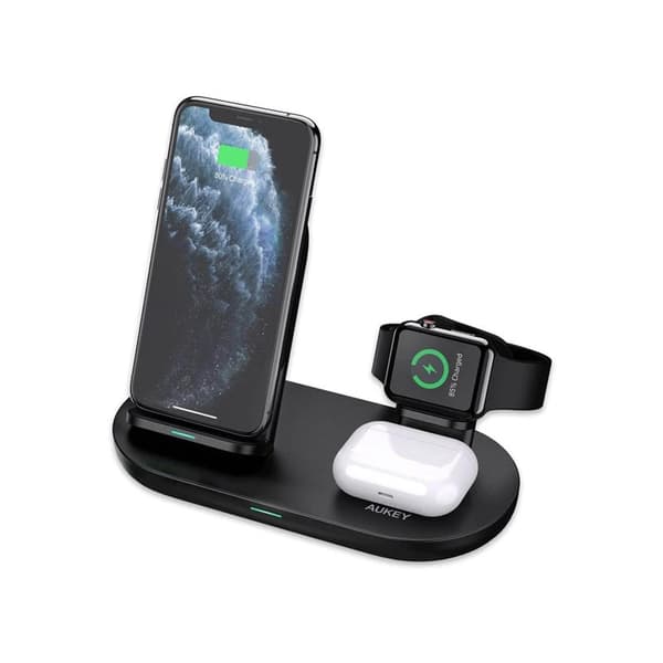 AUKEY LC-A3 Aircore 3-in-1 Trådlös Laddställ - Svart