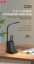 Miniatyrbillede 2 af 6: 15W Trådlös induktionsladdare med LED-lampa 3-i-1 Svart