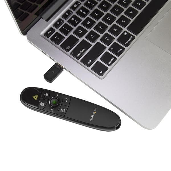 StarTech.com Langaton esityskaukosäädin vihreällä laserosoittimella - 27 m - Clicker for Mac ja Windows (PRESREMOTEG) - Esittelykaukosäädin - RF - Mus