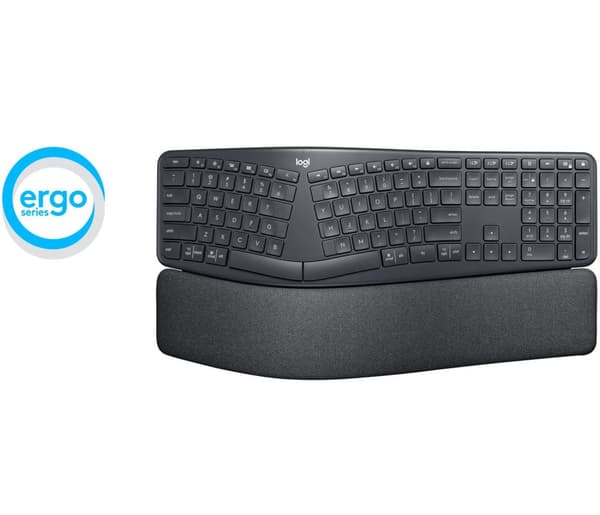 Logitech ERGO K860 - Tastatur - trådløst - 2,4 GHz, Bluetooth 5.0 - QWERTY - GB - Grafit