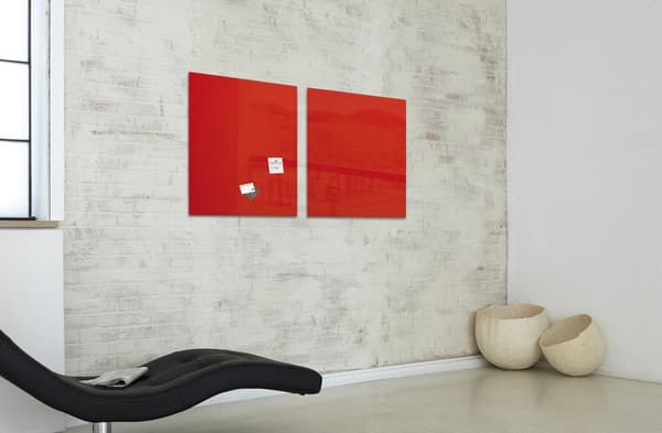 Sigel SI-GL402 Glasmagnetskiva Artverum LED-ljus 480x480x15 Röd