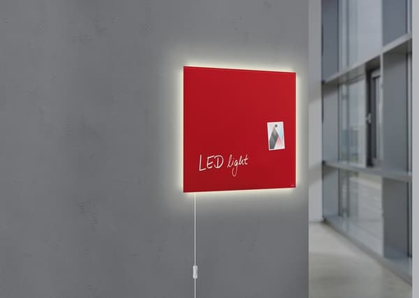 Sigel SI-GL402 Glasmagnetskiva Artverum LED-ljus 480x480x15 Röd