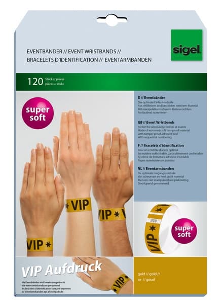Sigel SI-EB217 Event Armband Super Soft 255x25mm Guld Med VIP-tryck 120 st