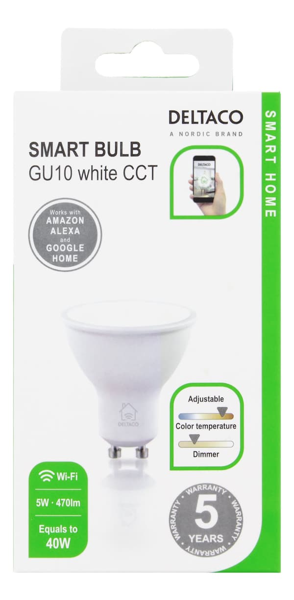 SMART H LED lamp GU10 WiFI 2.4GHz 5W 470lm Dim 2700K6500K