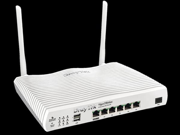 Draytek Vigor 2866ax - langaton reititin - DSL-modeemi - 6-porttinen kytkin - GigE, PPP - WAN-portit: 2 - 802.11a/b/g/n/ac/ax - kaksikaistainen - sein Harmaa