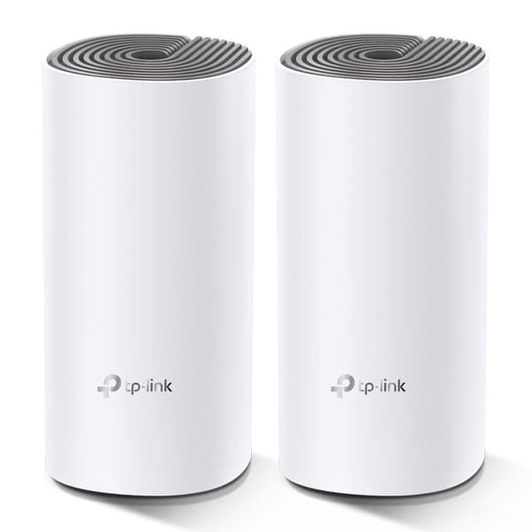 TP-Link Deco E4 - WLAN-system (2 routrar) - upp till 260 m² - nätverk - 802.11a/b/g/n/ac - dubbelband Vit, Grå