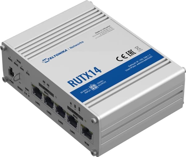 Teltonika RUTX14 WiFi Router Gigabit Ethernet Dual-Band (2,4 GHz/5 GHz) 3G 4G Sølv (RUTX14000000) Sølv