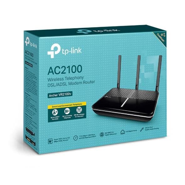 TP-LINK Archer VR2100v WLAN-router Gigabit Ethernet Dual-Band (2,4 GHz/5 GHz) 3G 4G Svart (Archer VR2100V(DE))