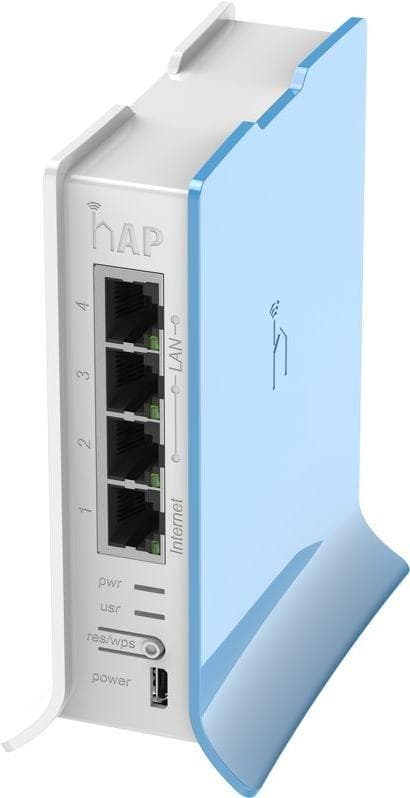 MikroTik HAP lite RB941-2nD-TC RouterOS L4 32Mb RAM, 4xLAN, 2,4GHz 802.11bgn (MT RB941-2nD-TC) Blå, Hvid