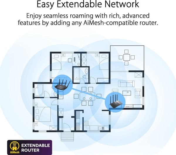 ASUS RT-AX59U WiFi-router Gigabit Ethernet Dual-Band (2,4 GHz/5 GHz) Svart (90IG07Z0-MO3C00)