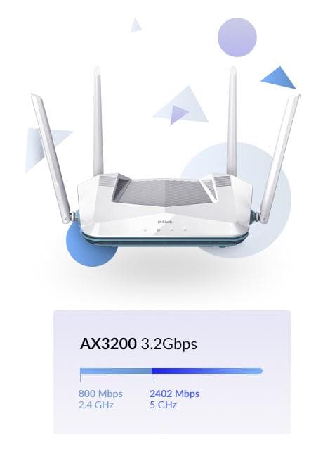 D-Link EAGLE PRO AI R32 - trådløs router - 4-ports switch - GigE - 802.11a/b/g/n/ac/ax - dual band