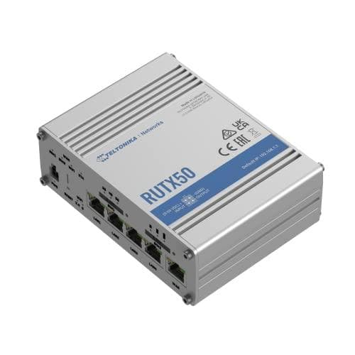 Teltonika RUTX50 - Trådlös router - WWAN - 4-portars switch - GigE, Wi-Fi 5, DNP3 - 802.11a/b/g/n/ac Wave 2 - 2,4 GHz - 3G, 4G, 5G - på DIN - Rail-mon