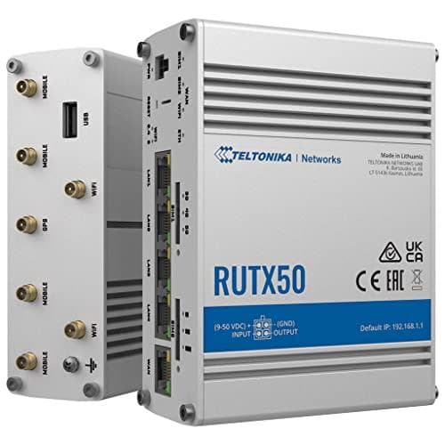 Teltonika RUTX50 - Trådlös router - WWAN - 4-portars switch - GigE, Wi-Fi 5, DNP3 - 802.11a/b/g/n/ac Wave 2 - 2,4 GHz - 3G, 4G, 5G - på DIN - Rail-mon