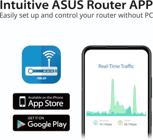 ASUS RT-AX57 WiFi-reititin Gigabit Ethernet Dual-Band (2,4 GHz/5 GHz) Musta (90IG06Z0-MO3C00)