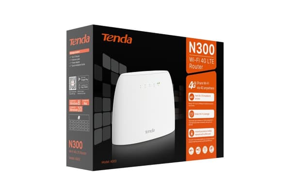 Tenda N300 trådløs router Fast Ethernet Single-band (2,4 GHz) 4G Hvid