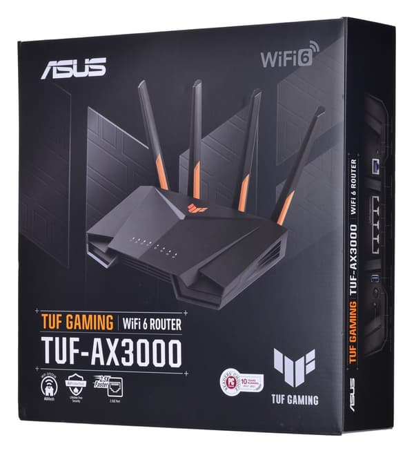 ASUS TUF Gaming AX3000 V2 langaton reititin Gigabit Ethernet Dual-band (2,4 GHz / 5 GHz) Musta, oranssi