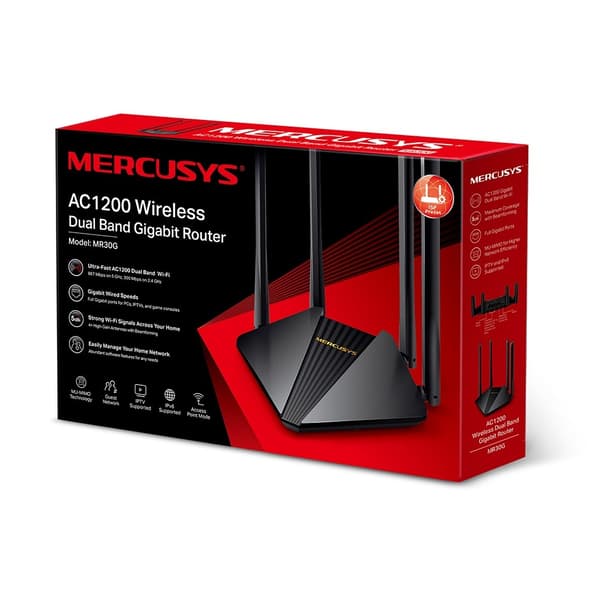Mercusys MR30G trådlös router Gigabit Ethernet Dual-band (2,4 GHz / 5 GHz) Svart