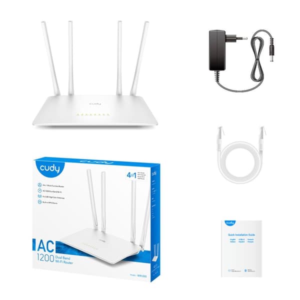 Cudy WR1200 trådløs router Fast Ethernet Dual-band (2,4 GHz / 5 GHz) Hvid